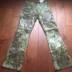 Revolt green snake skin jeans new